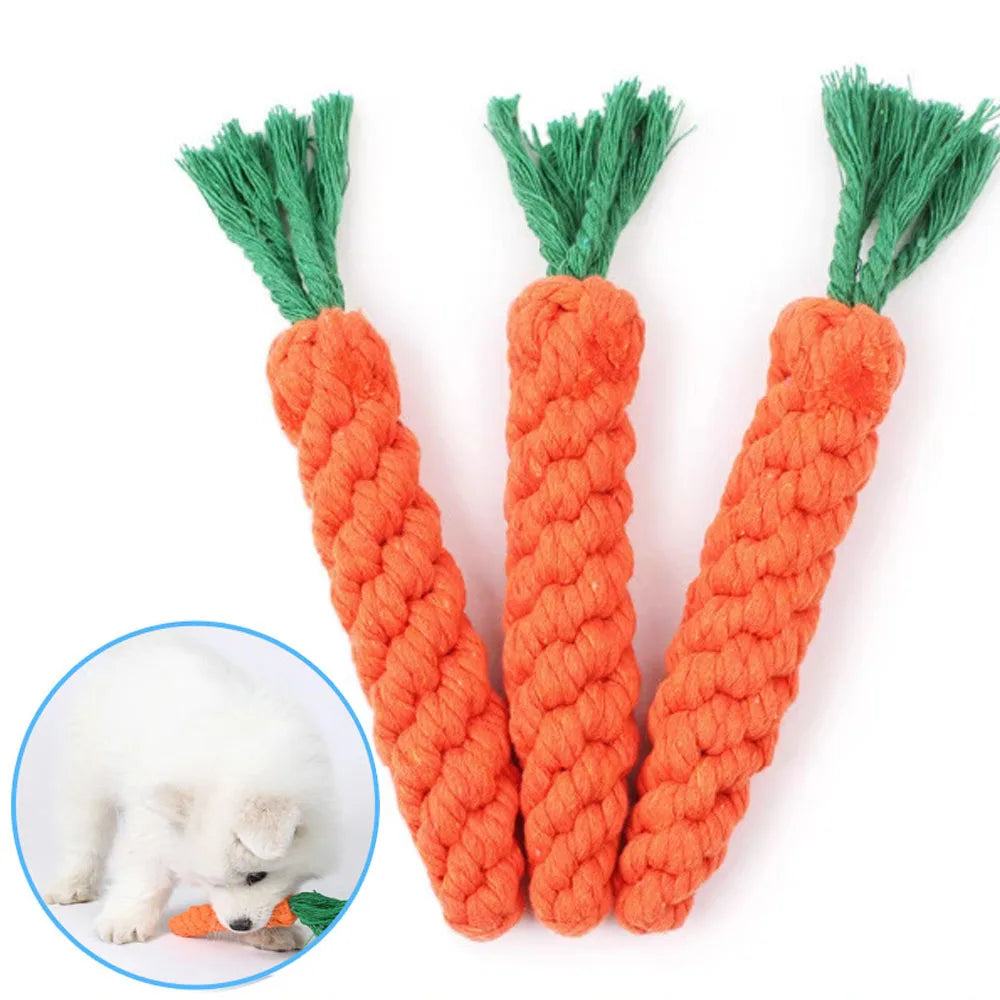 1 pz carota cane morso corda giocattoli per cani animali domestici sicuro durevole intrecciato morso cane 