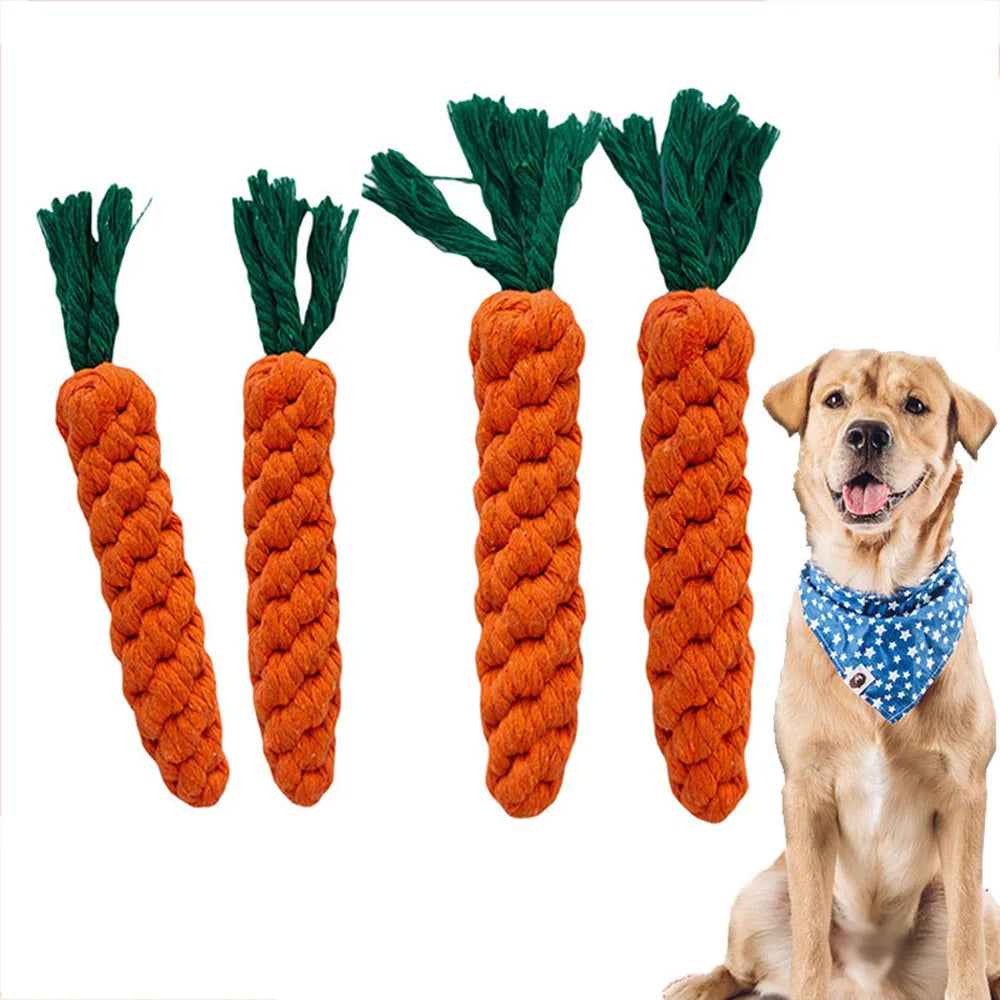 1 pz carota cane morso corda giocattoli per cani animali domestici sicuro durevole intrecciato morso cane 