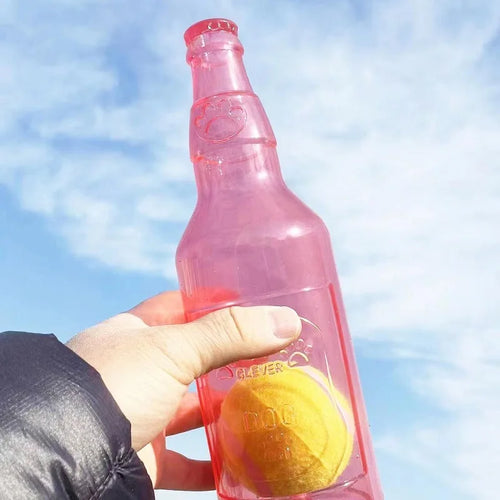 Giocattolo da masticare per animali domestici in TPR, resistente ai morsi, con bottiglia di birra e pallina da tennis