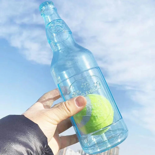 Giocattolo da masticare per animali domestici in TPR, resistente ai morsi, con bottiglia di birra e pallina da tennis