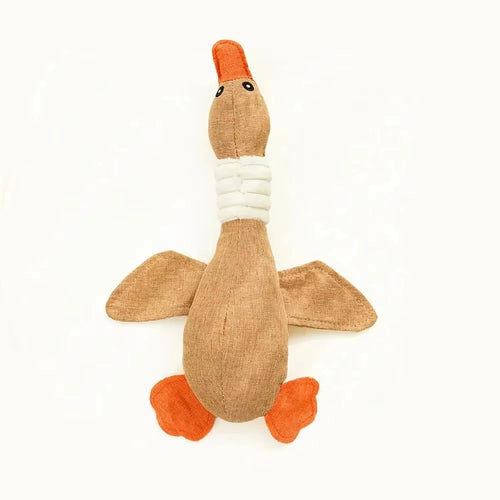 Plush Dog Toys Stuffed Goose Plush Burlap Like Material Chew Toys with