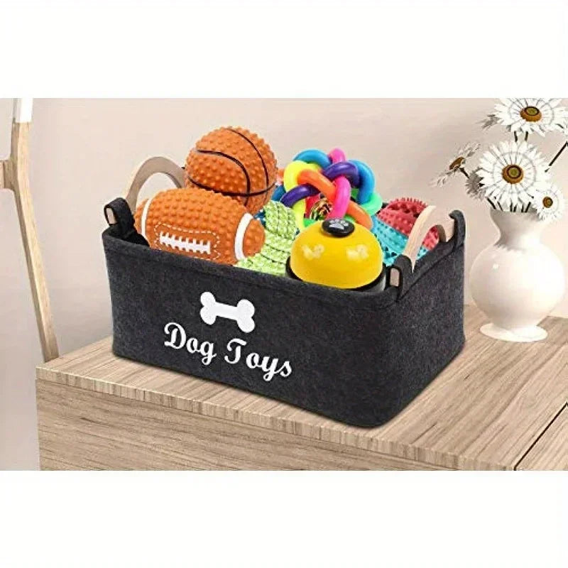 Felt pet toy box, dog toy box, storage basket box - perfect for
