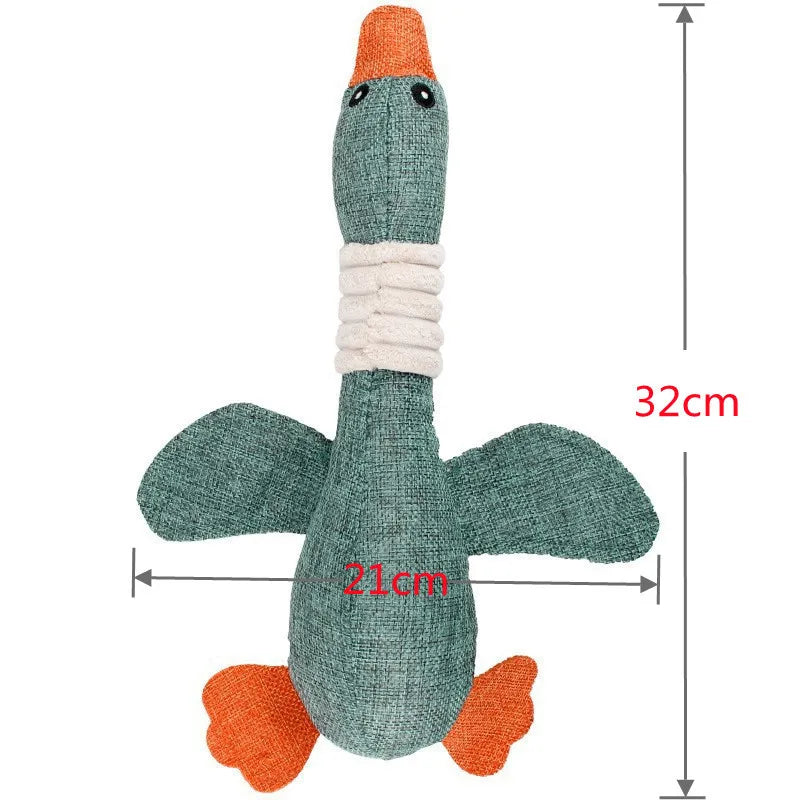 Plush Dog Toys Stuffed Goose Plush Burlap Like Material Chew Toys with