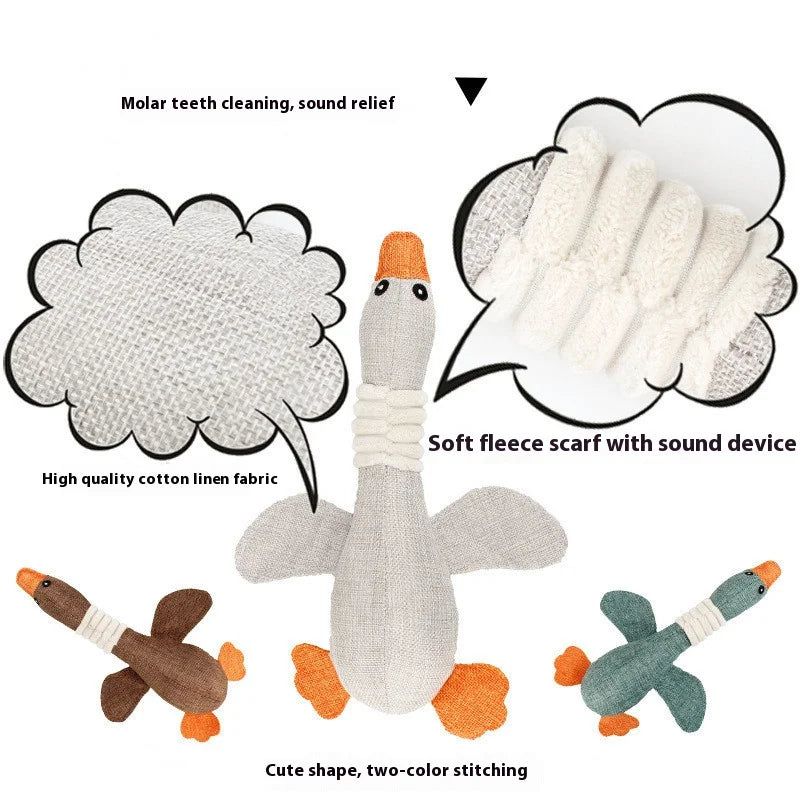 Plush Dog Toys Stuffed Goose Plush Burlap Like Material Chew Toys with
