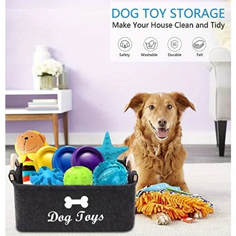 Felt pet toy box, dog toy box, storage basket box - perfect for